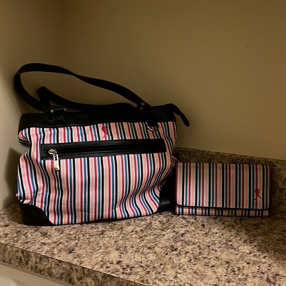 BMW Breast Cancer Awareness Multicolor Tote Handbag with Wallet